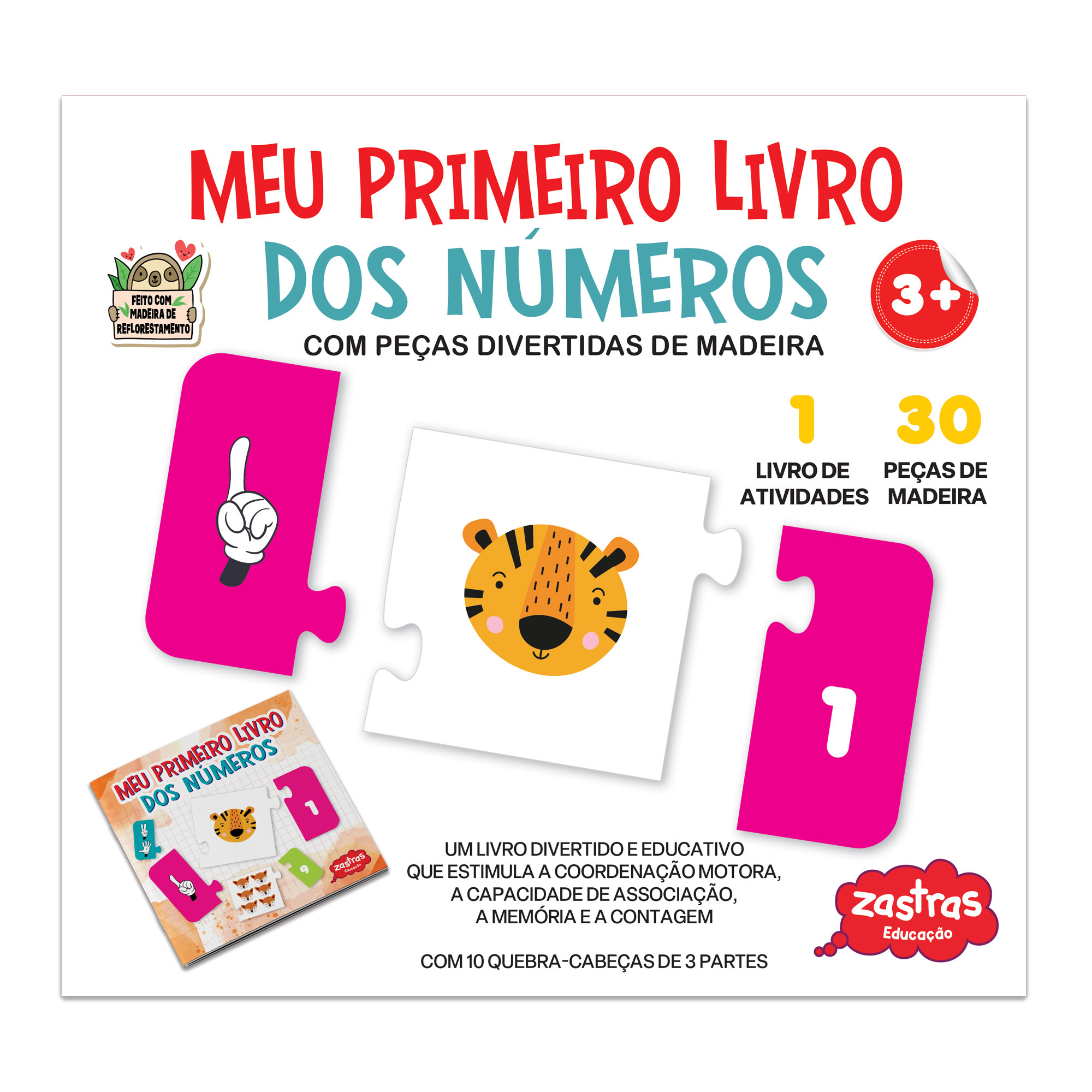 Meu primeiro livro dos números com peças divertidas de madeira